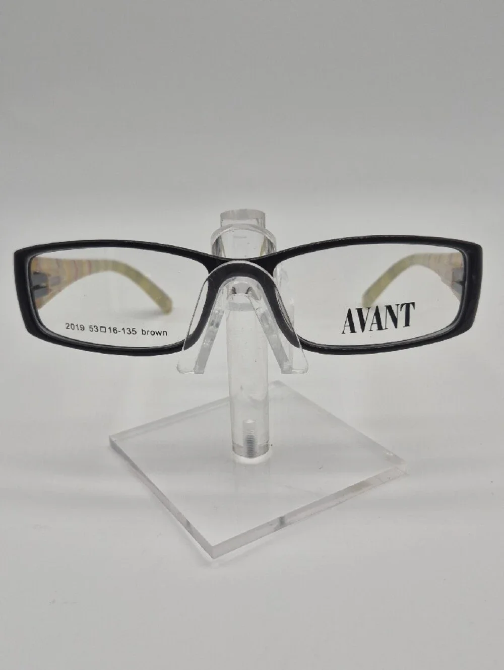 AVANT Women's Patterned Temple Rectangular Eyeglasses in Black